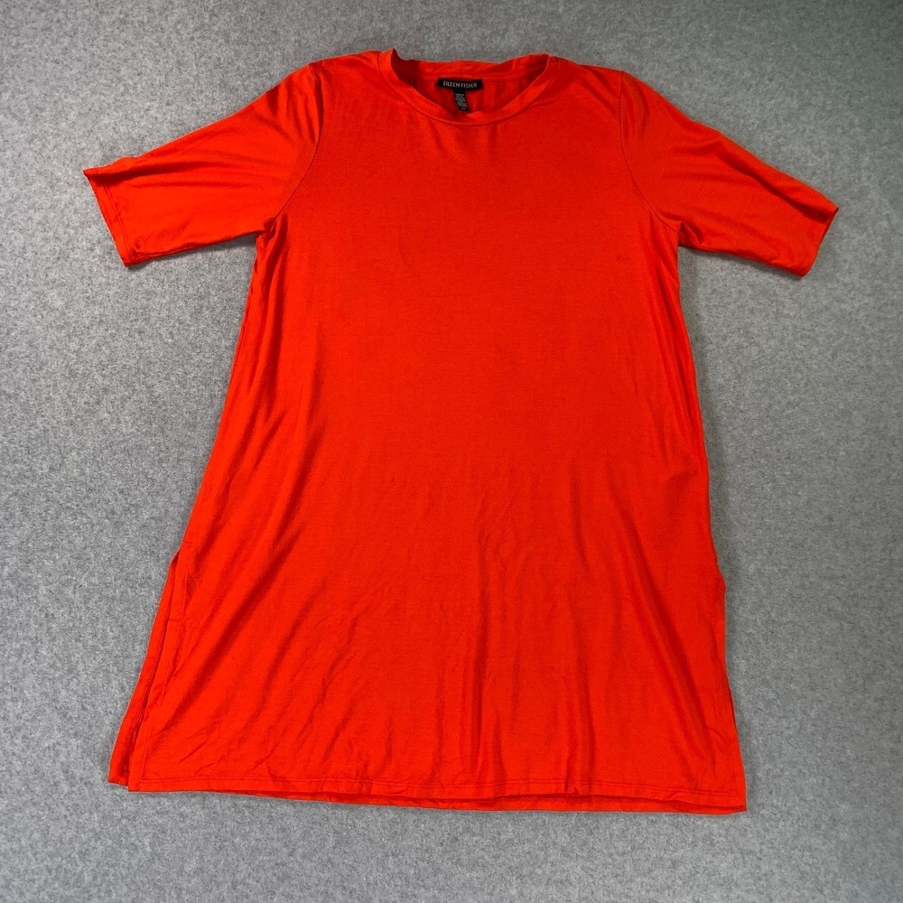 Eileen Fisher Women's T-Shirt Dress Orange Red Size S Lyocell Blend
